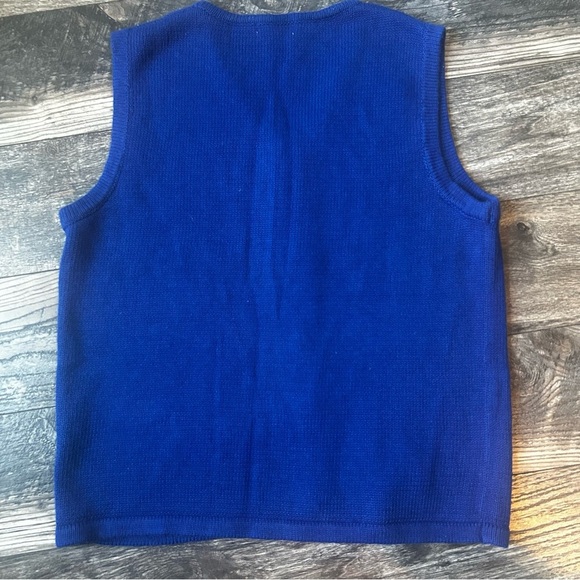 Blue Reindeer Embroidered Sequin Christmas Holiday Sweater Vest Women’s Medium - Picture 7 of 8